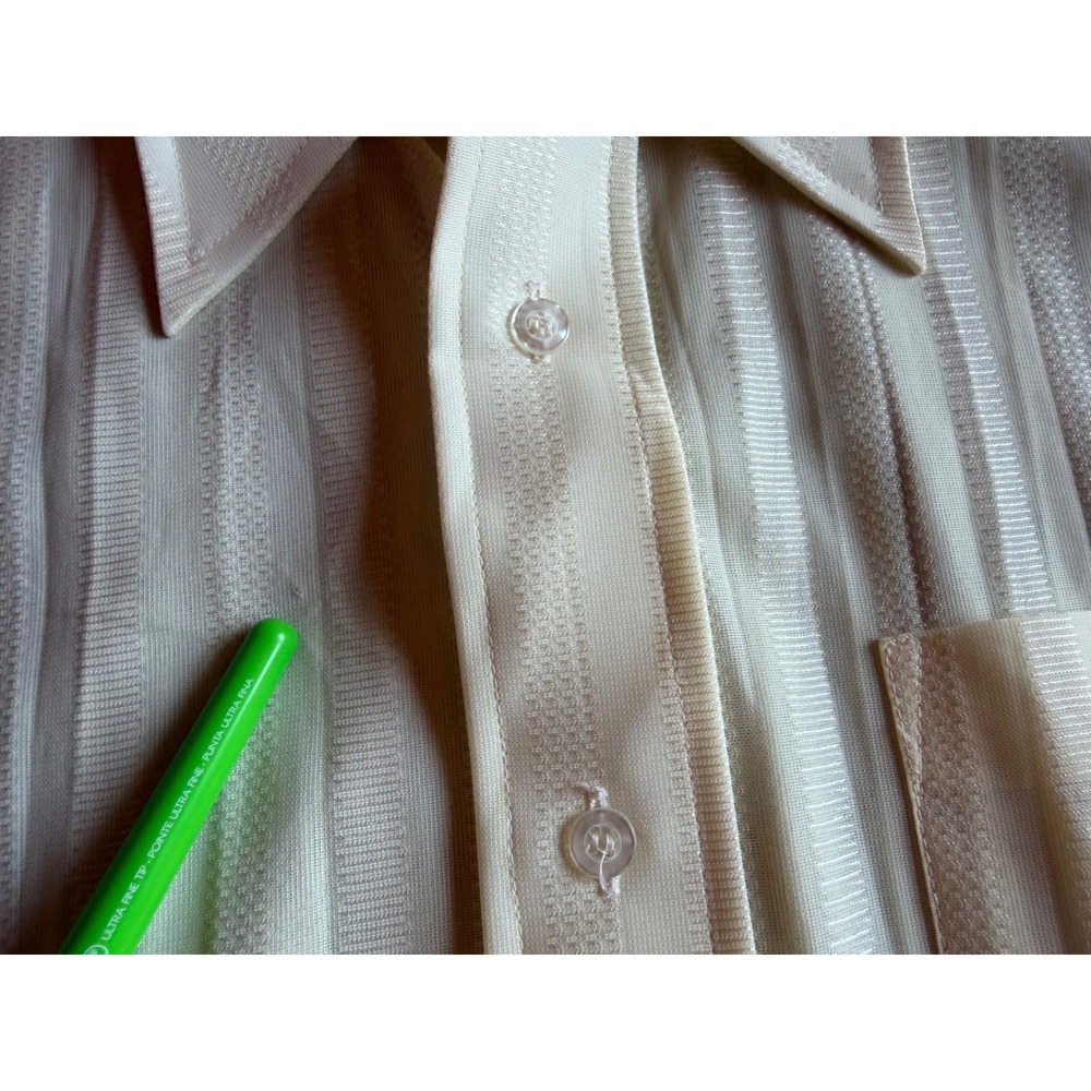 Vintage 70s Envoy Knit Shirt Mens Large Yellow Wide Collar Short Sleeve Retro - Picture 5 of 10